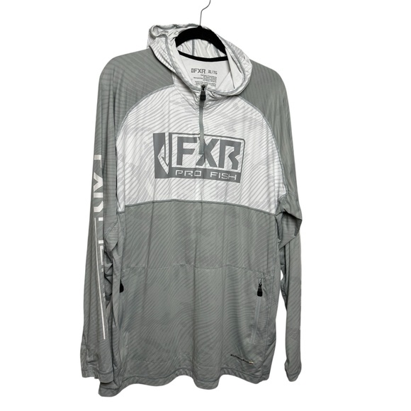 FXR Fishing Pullover Hoodie Sweatshirt Mens Gray Casual XL Outdoors Sunshield - Picture 9 of 9